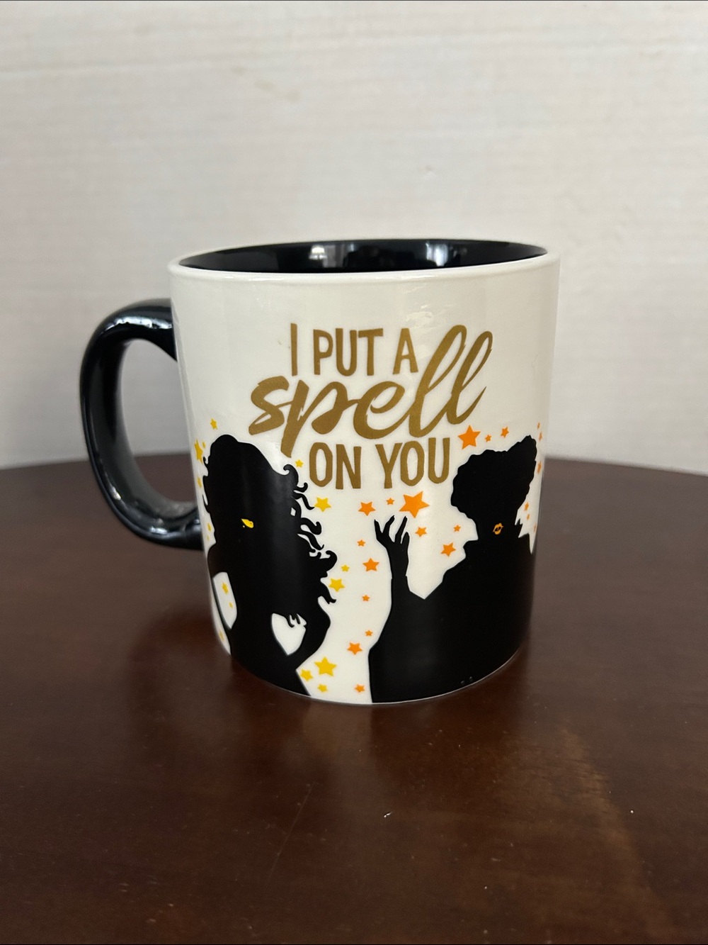 Disney “I Put a Spell On You” Ceramic Coffee Mug - White & Black, green. 16 oz